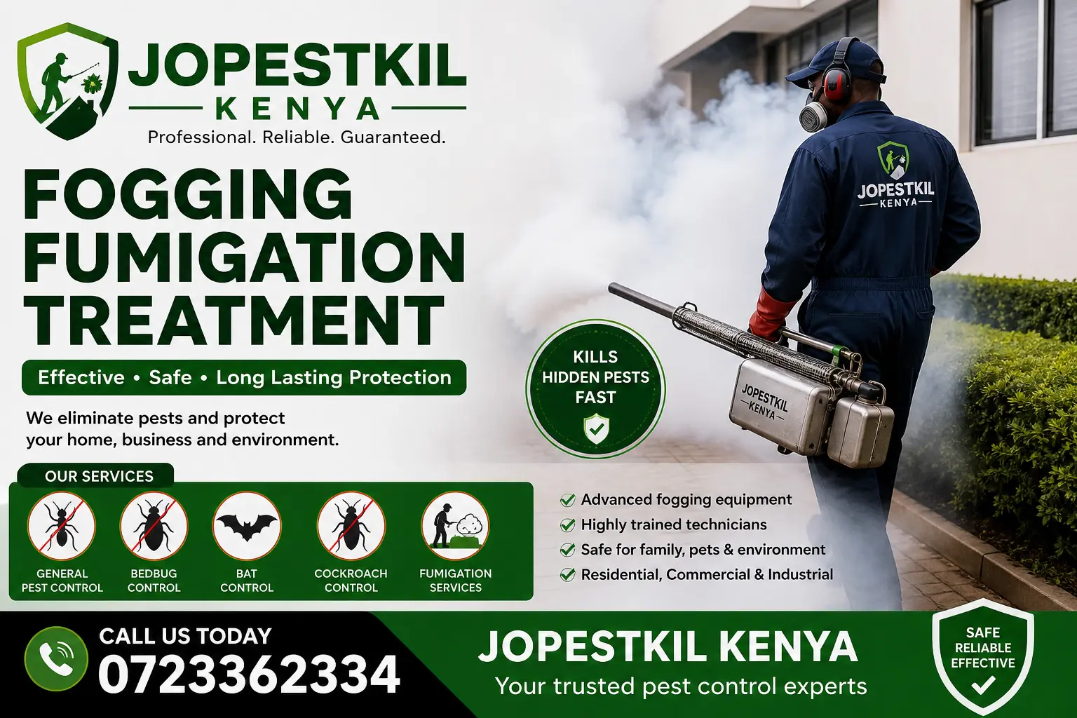 Professional fumigation and pest control treatment for homes in Kenya
